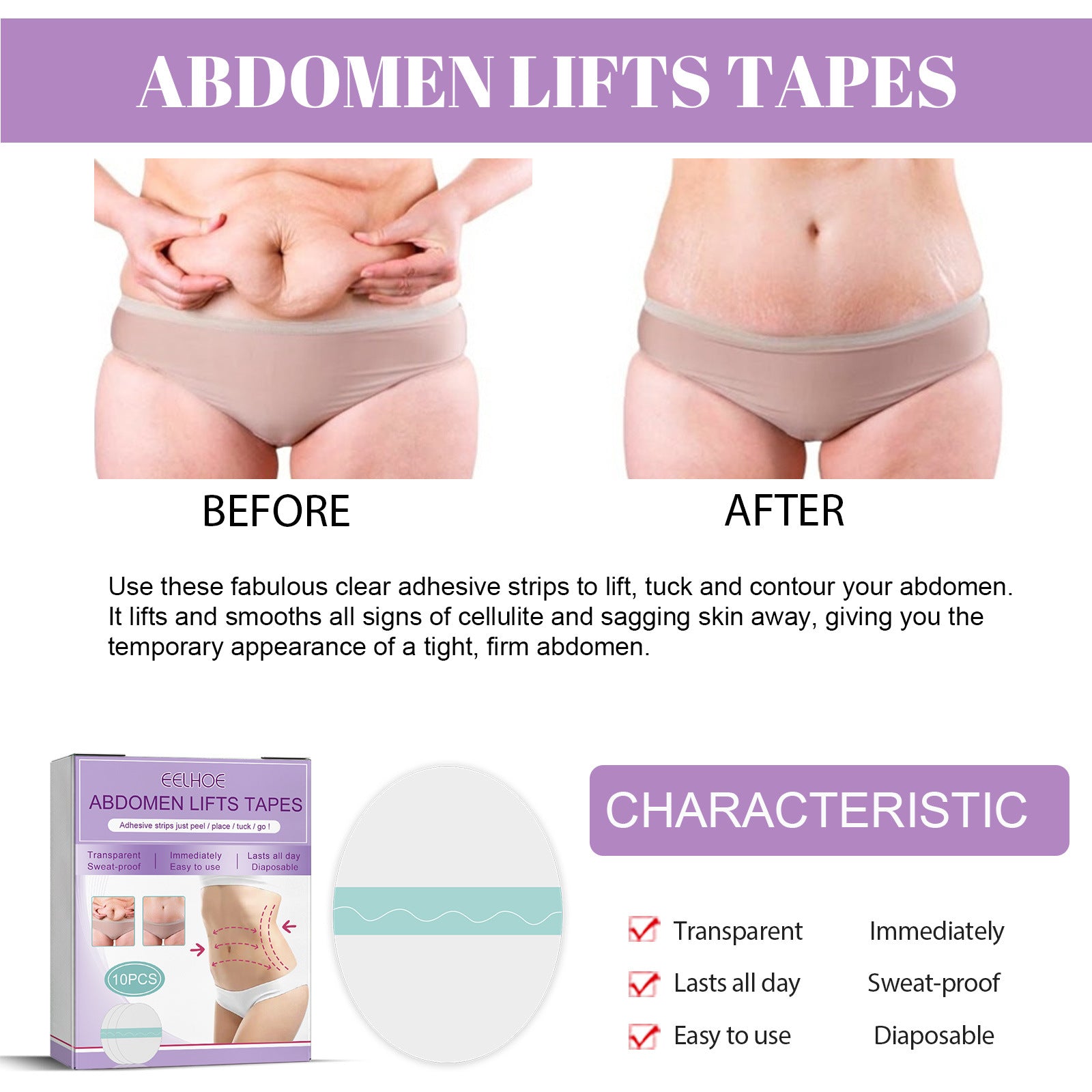EELHOE Abdomen Lifting Tapes (10pcs per box)