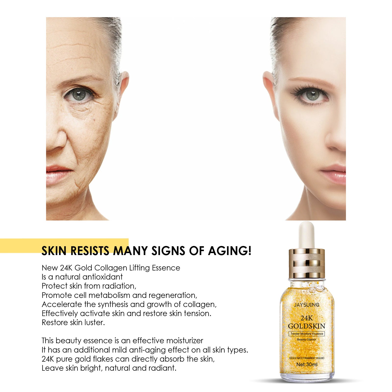 JAYSUING 24K Gold Collagen Protein Lifting Essence (30ml)