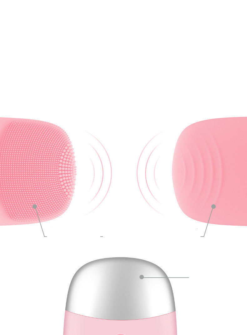 Mini Silicone Electric Face Cleansing Brush (USB, Pink)