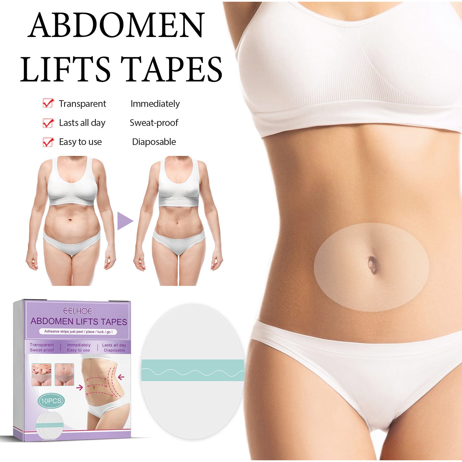 EELHOE Abdomen Lifting Tapes (10pcs per box)